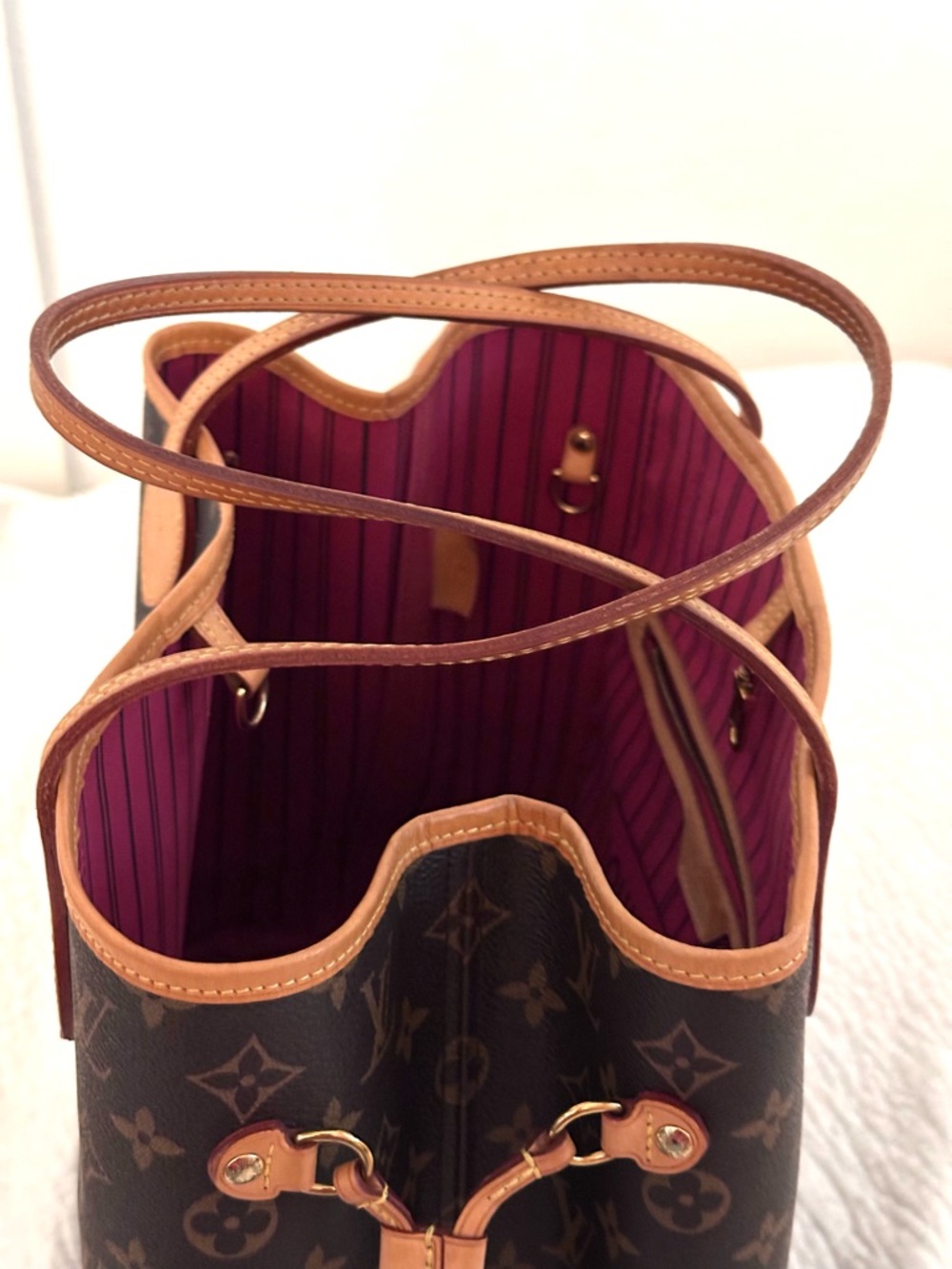 Louis Vuitton Brown Monogram Canvas Neverfull PM Tote with Magenta Interior - Picture 7 of 15